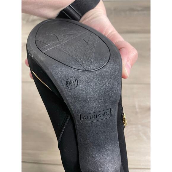 Black suede & gold heel boots - Picture 5 of 10